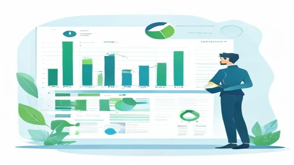 Reporting taxonomie : analyste examinant des ratios de finance verte, illustration
