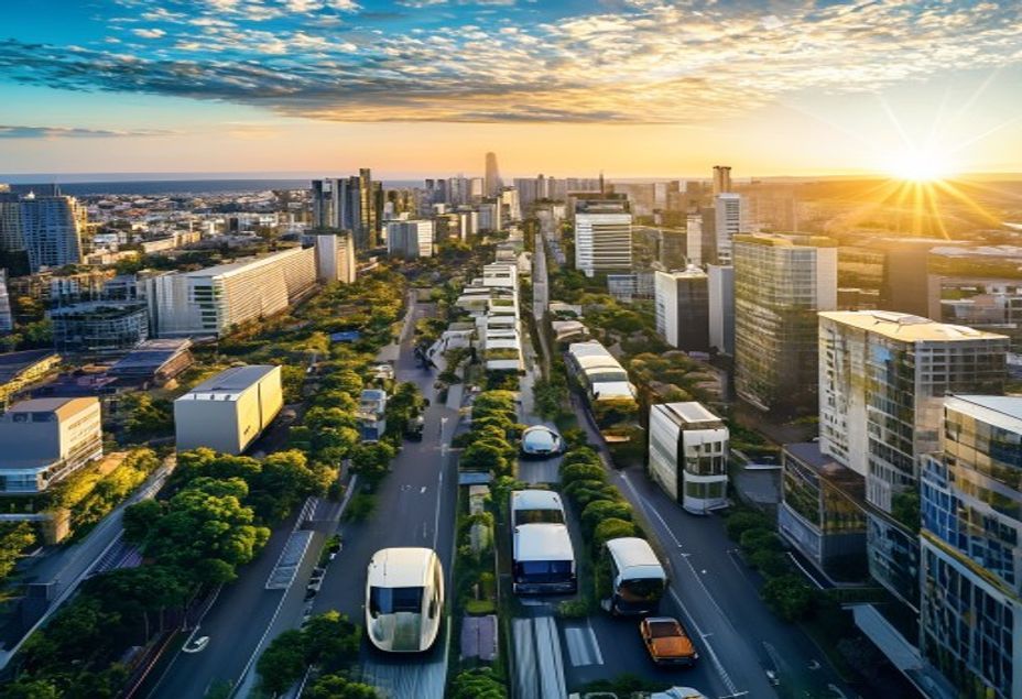 ETS2 marché carbone bâtiments et transport routier — ville européenne durable avec mobilité électrique