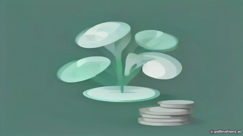 Illustration éditoriale abstraite : une plante stylisée émergeant d'une pièce, symbole de la finance durable et de l'investissement responsable