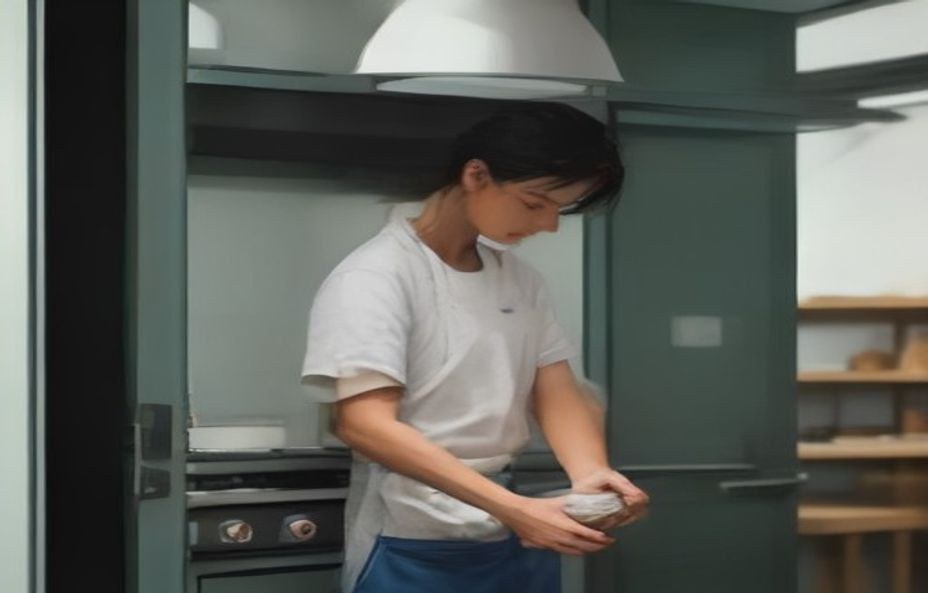 Artisan boulanger installant un nouvel équipement électrique dans son fournil, en remplacement d'un four au gaz